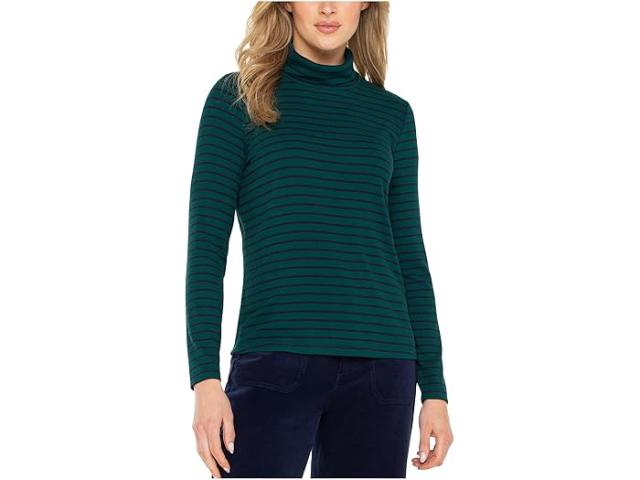 (取寄) リバプールロサンゼルス レディース ロング スリーブ タートルネック ニット トップ Liverpool Los Angeles women Long Sleeve Turtleneck Knit Top Emerald/Navy Stripe