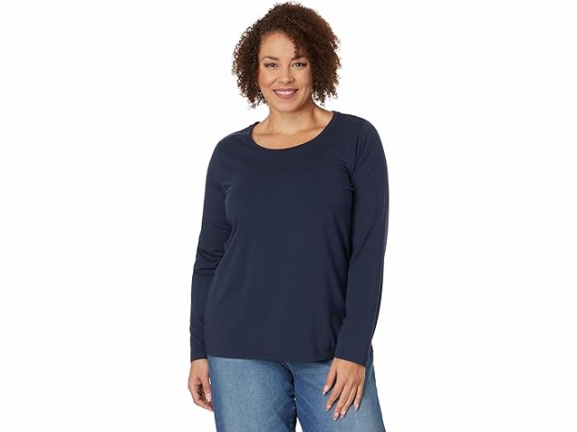 (取寄) エルエルビーン レディース プラス サイズ ソフト ストレッチ スーピマ Tシャツ スクープ ネック  L.L.Bean women L.L.Bean Plus Size Soft Stretch Supima Tee Scoop Neck Long Sleeve Classic Navy