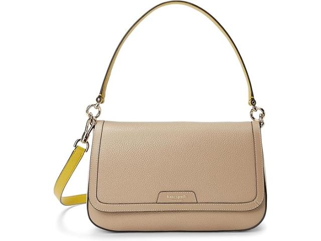 (取寄) ケイトスペード レディース ハドソン カラーブロック ペブルド レザー フラップ ショルダー バッグ Kate Spade New York women Hudson Colorblocked Pebbled Leather Flap Shoulder Bag Timeless Taupe/Multi