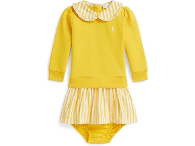 (取寄) ラルフローレン キッズ レディース ストライプド ループバック フリース ドレス アンド ブルーマー (インファント) Polo Ralph Lauren Kids women Striped Loopback Fleece Dress & Bloomer (infant) Racing Yellow