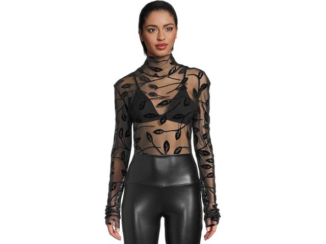 (取寄) ノーマ カマリ レディース ロング スリーブ タートル トップ Norma Kamali women Long Sleeve Turtle Top Black Leaf