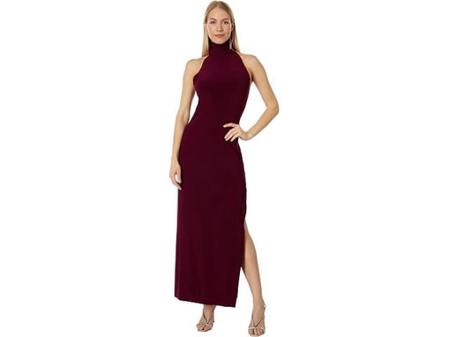 (取寄) ノーマ カマリ レディース ホルター タートル サイド スリット ガウン Norma Kamali women Halter Turtle Side Slit Gown Plum