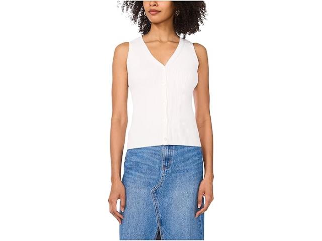 (取寄) ヴィンスカムート レディース V-ネック ボタン アップ ベスト タンク Vince Camuto women V-Neck Button Up Vest Tank Antique White