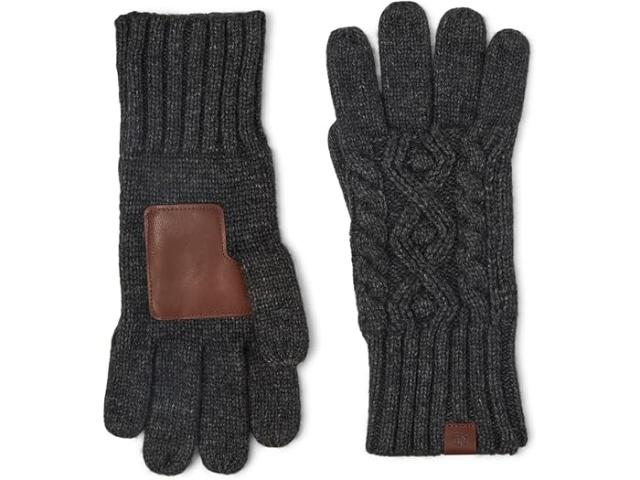 (取寄) ローレン ラルフローレン レディース ケーブル グローブ ウィズ レザー パーム パッチ Lauren Ralph Lauren women Cable Glove with Leather Palm Patch Medium Grey Heather 2