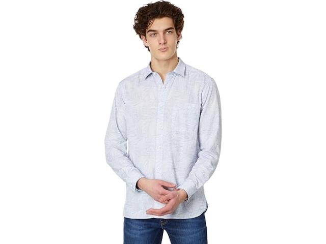 (取寄) ジョンストン&マーフィー メンズ フォーリージ ストライプド リネン シャツ Johnston & Murphy men Johnston & Murphy Foliage Striped Linen Shirt Blueの通販は