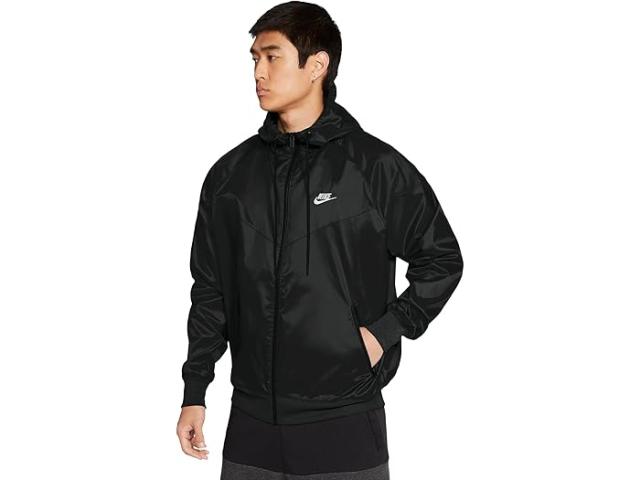 (取寄) ナイキ メンズ ウーブン ウィンド レジスタント フーデット ジャケット Nike men Woven Wind Resistant Hooded Jacket Black/White