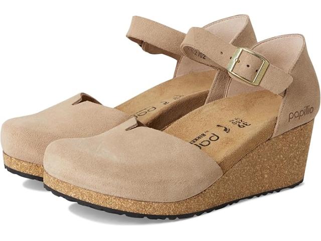(取寄) ビルケンシュトック レディース パピリオ バイ メアリー ウェッジ サンダル - スエード Birkenstock women Papillio by Mary Wedge Sandal - Suede Warm Sand