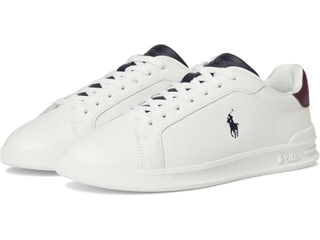(取寄) ラルフローレン メンズ ヘリテージ コート リ ナッパ レザー スニーカー Polo Ralph Lauren men Heritage Court II Nappa Leather Sneakers Off-White/Navy/Wine