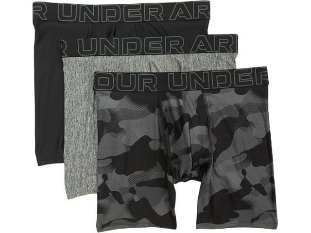 (取寄) アンダーアーマー メンズ 3-パック パフォーマンス テック プリント 6インチ ボクサー ブリーフ Under Armour men 3-Pack Performance Tech Print 6” Boxer Briefs Black