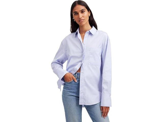(取寄) メイドウェル レディース リラックスド-フィット シャツ - ミッドウエイト ポプリン Madewell women Relaxed Shirt - Midweight Poplin Everf Pale Dawn