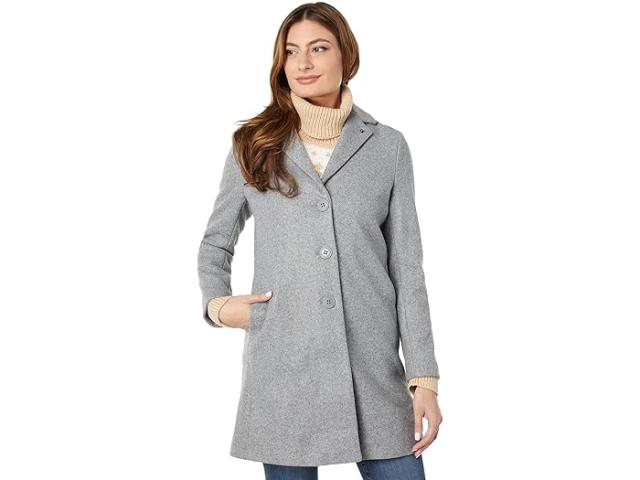 (取寄) カルバンクライン レディース シングル ブレステッド ピーコート Calvin Klein women Calvin Klein Single Breasted Peacoat Medium Grey Melangeの通販は 47,580円