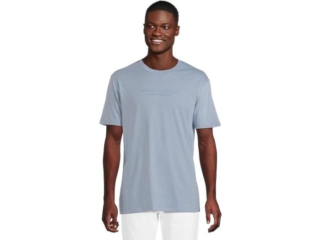 (取寄) アルマーニエクスチェンジ メンズ ミラノ / ニュー ヨーク ロゴ T-シャツ Armani Exchange men Milano/New York Logo T-shirt Faded Denim