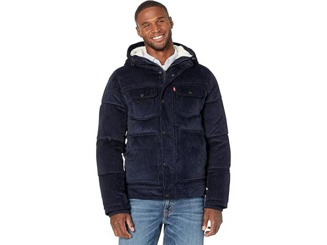 (取寄) リーバイス メンズ キルテッド コーデュロイ デポ ブーディ W/ シェルパ ライン フード Levi's men Quilted Corduroy  Hoodie w/ Sherpa Lined Hood Navy