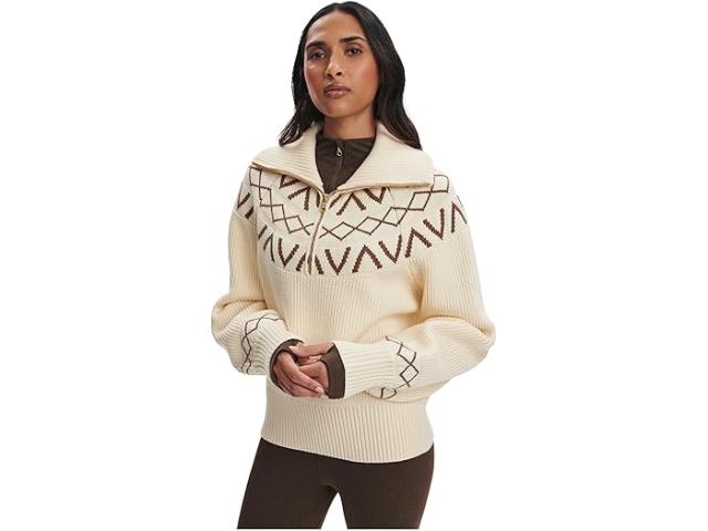 (取寄) バーリー レディース シグリッド フェアアイル 1/2 ジップ ニット Varley women Sigrid Fairisle 1/2 Zip Knit Whitecap Grey