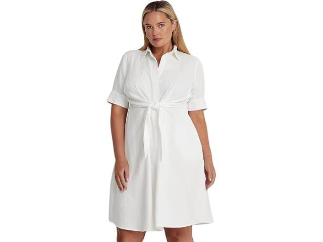 (取寄) ローレン ラルフローレン レディース プラス サイズ リネン シャツドレス Lauren Ralph Lauren women Lauren Ralph Lauren Plus Size Linen Shirtdress Whiteの通販は 54,650円