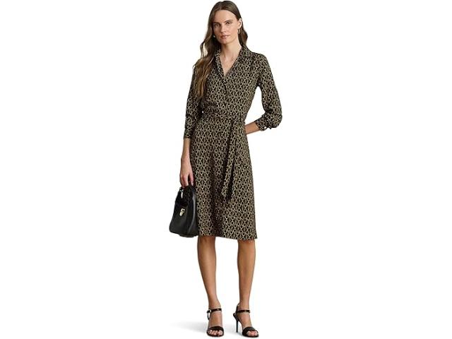 (取寄) ローレン ラルフローレン レディース クレープ シャツドレス Lauren Ralph Lauren women Chain-Print Crepe Shirtdress Black Multi