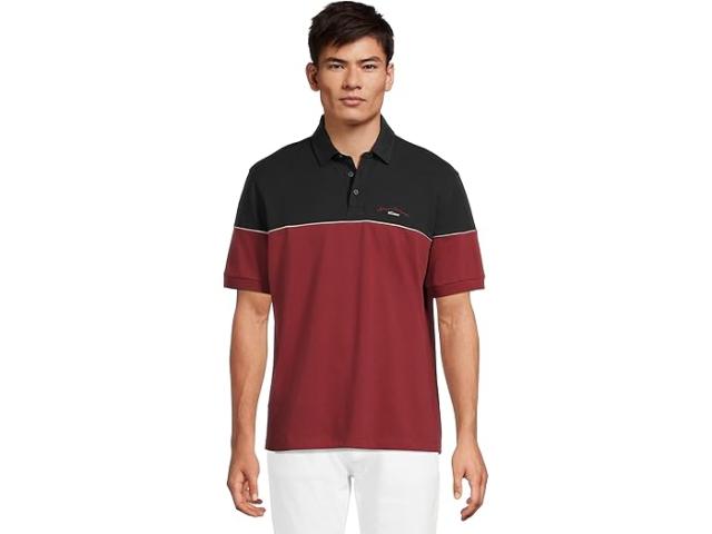 (取寄) アルマーニエクスチェンジ メンズ スクリプト ロゴ カラーブロック ポロ Armani Exchange men Script Logo Colorblock Polo Deep Navy/Pomegranat