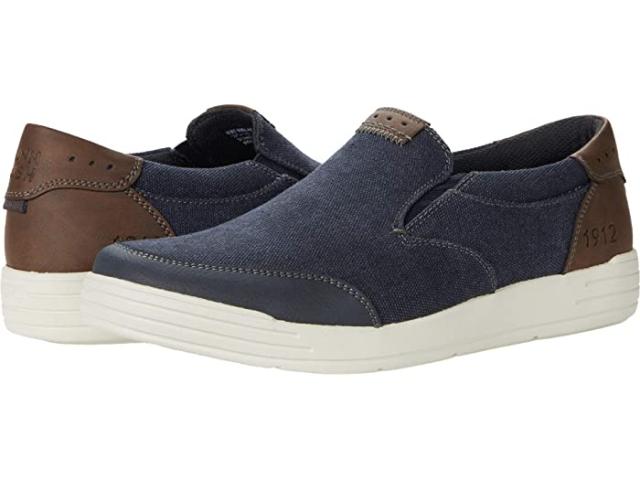 (取寄) ナン ブッシュ メンズ シティ ウォーク キャンバス モック トゥ スリッポン Nunn Bush men City Walk Canvas Moc Toe Slip-On Dark Blue