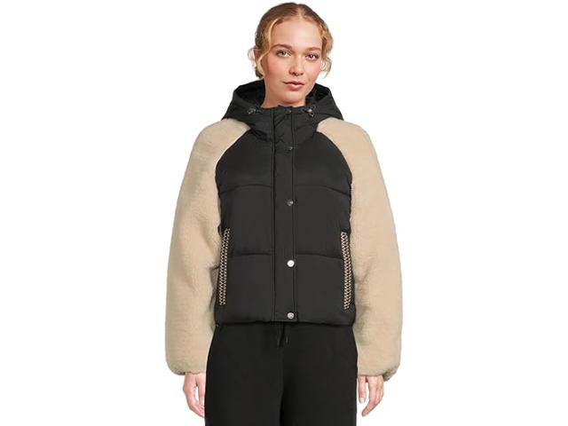 (取寄) アグ レディース パファー ジャケット UGG women Mykah Uggbraid Puffer Jacket Black/Cream