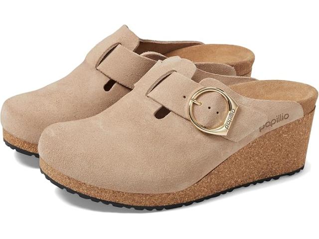 (取寄) ビルケンシュトック レディース パピリオ バイ ファニー ウェッジ クロッグ - スエード Birkenstock women Birkenstock Papillio by Birkenstock Fanny Wedge Clog - Suede Warm Sand