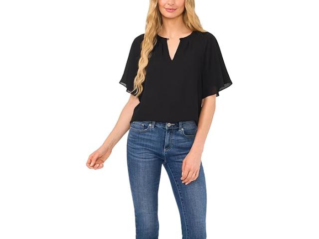 (取寄) シーシー レディース ラグラン フラッター スリーブ ブラウザ CeCe women Raglan Flutter Sleeve Blouse Rich Black