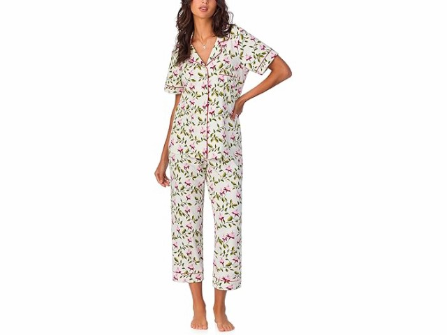 (取寄) ベッドヘッドパジャマズ レディース ショート スリーブ コットン ニット クロップド パジャマ セット Bedhead PJs women Bedhead PJs Short Sleeve Cotton Knit Cropped Pajama Set Dancing Fuchsiasの通販は 24,262円