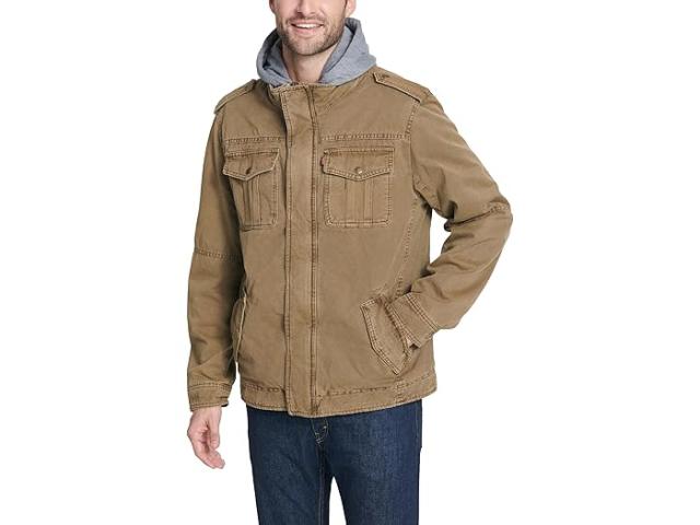 (取寄) リーバイス メンズ ツー-ポケット ブーディ ウィズ ジップ アウト ジャージ ビブ/フード アンド シェルパ ライニング Levi's men Two-Pocket Hoodie with Zip Out Jersey Bib/Hood and Sherpa Lining Khaki 1