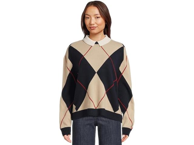(取寄) ジョーズジーンズ レディース ザ ジュード カラード セーター Joe's Jeans women The Jude Collared Sweater Navy Multi Argyle