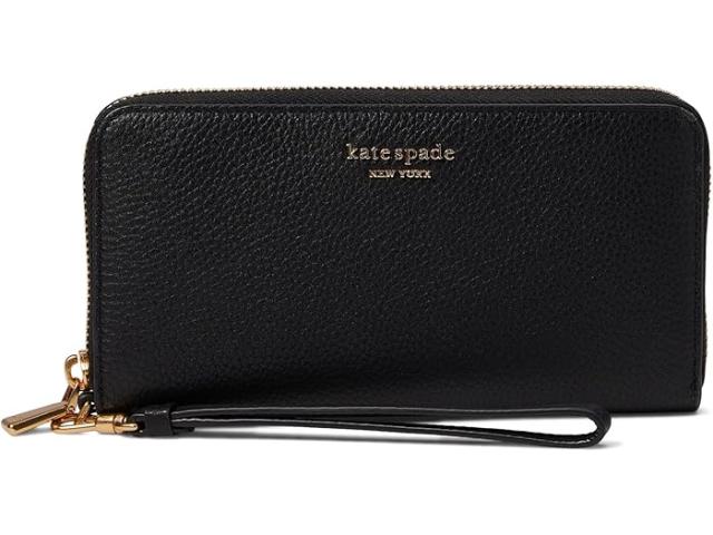 (取寄) ケイトスペード レディース アヴァ ペブルド レザー ジップ アラウンド コンチネンタル リスレット Kate Spade New York women Ava Pebbled Leather Zip Around Continental Wristlet Black