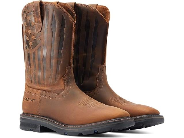 (取寄) アリアット メンズ シェラ ショック シールド パトリオット ワーク ブーツ Ariat men Sierra Shock Shield Patriot Work Boot Distressed Brown