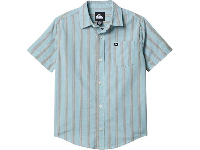 (取寄) クイック シルバー キッズ メンズ オックスフォード ストライプ クラシックス ショート スリーブ (ビッグ キッズ) Quiksilver Kids men Oxford Stripe Classics Short Sleeve (big Kids) Jade Grey