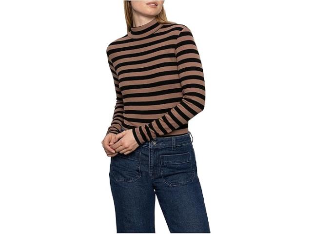 (取寄) サンクチュアリ レディース ロング スリーブ モック エッセンシャル Sanctuary women Long Sleeve Mock Essential Mocha/Black Stripe