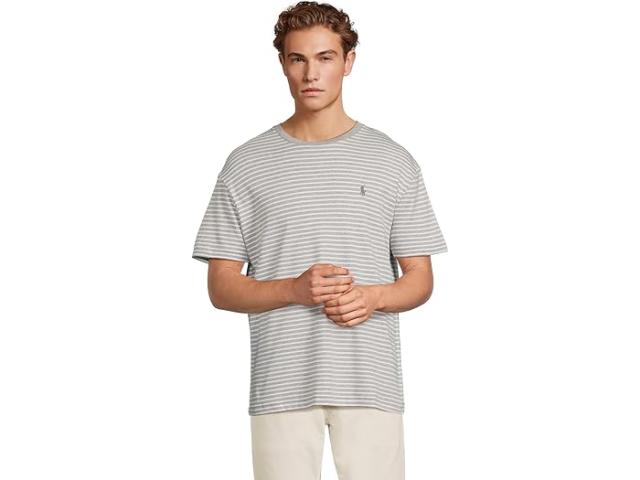 (取寄) ラルフローレン メンズ クラシック フィット ストライプド ソフト コットン T-シャツ Polo Ralph Lauren men Classic Fit Striped Soft Cotton T-Shirt Andover Heather/White