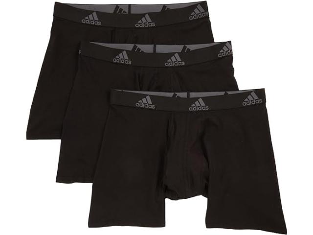 (取寄) アディダス メンズ ストレッチ コットン ボクサー ブリーフ 3-パック adidas men adidas Stretch Cotton Boxer Brief 3-Pack Black/Onix Grey