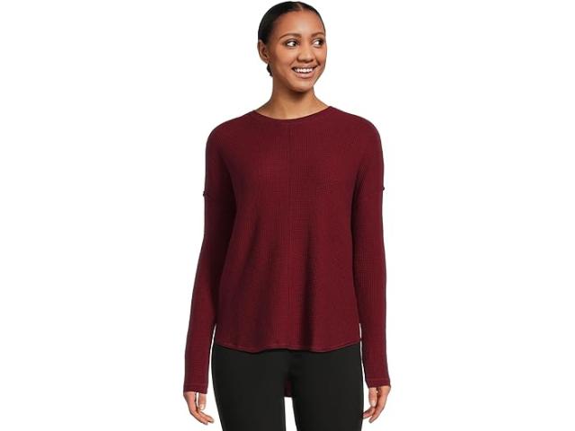 (取寄) エリオット ローレン レディース コットン カシミア - ラウンド ネック ワッフル ステッチ ドロップ ショルダー ロング スリーブ セーター Elliott Lauren women Cotton Cashmere - Round Neck Waffle Stitch Drop Shoulder Long Sleeve Sweater Bloodstone
