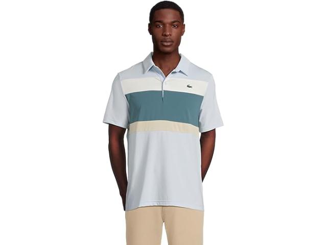 (取寄) ラコステ メンズ レギュラー フィット カラーブロック ポロ Lacoste men Regular Fit Colorblock Polo Light Blue/Dark Blue/White