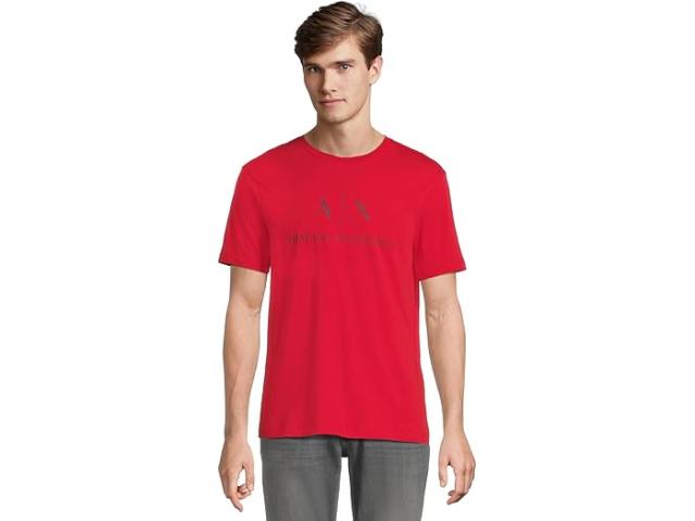(取寄) アルマーニエクスチェンジ メンズ スリム フィット チェスト ロゴ T-シャツ Armani Exchange men Slim Fit Chest Logo T-shirt Haute Red