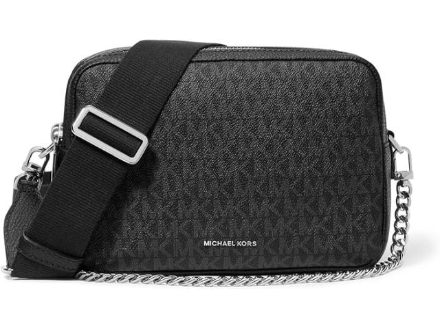 (取寄) マイケルコース レディース ブライアント ミディアム ダブル ジップ チェイン カメラ クロスボディ MICHAEL Michael Kors women Bryant Medium Double Zip Chain Camera Crossbody Black 1