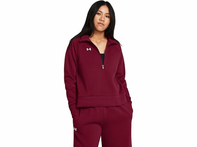 (取寄) アンダーアーマー レディース ライバル フリース ハーフ ジップ Under Armour women Under Armour Rival Fleece Half Zip Cardinal/White