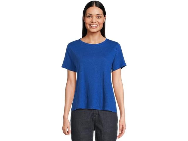 (取寄) アイリーン フィッシャー レディース クルー ネック ショート スリーブ ティー Eileen Fisher women Crew Neck Short Sleeve Tee Lapisの通販は