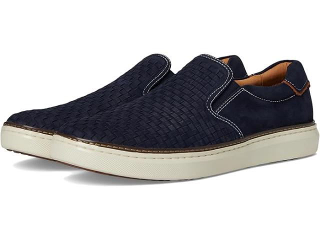 (取寄) ジョンストン&マーフィー メンズ マクガフィー 2 ウーブン スリッポン Johnston & Murphy men Mcguffey 2 Woven Slip-On Navy Woven Tumbled Nubuck