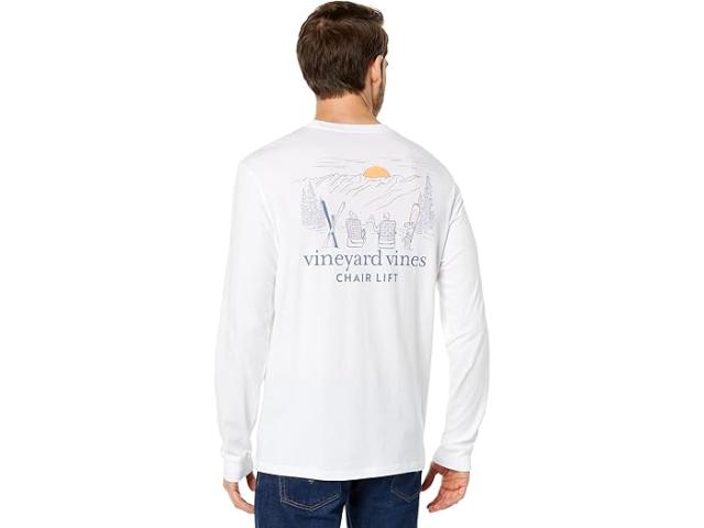 (取寄) ヴィンヤードヴァインズ メンズ チェアー リフト ロング スリーブ ポケット ティー Vineyard Vines men Chair Lift Long Sleeve Pocket Tee White Cap