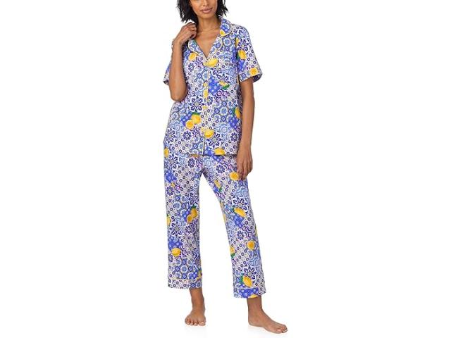 (取寄) ベッドヘッドパジャマズ レディース コットン ニット ショート スリーブ クロップド Pj セット Bedhead PJs women Cotton Knit Short Sleeve Cropped PJ Set Majolica