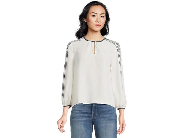 (取寄) ヴィンスカムート レディース クルー ネック センター フロント シャーリング Vince Camuto women Crew Neck Center Front Shirring New Ivory