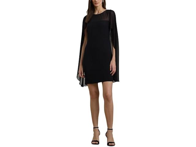 (取寄) ローレン ラルフローレン レディース ケープ ジョーゼット カクテル ドレス Lauren Ralph Lauren women Cape ette Cocktail Dress Black 1
