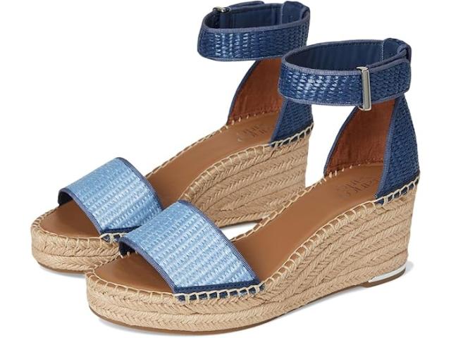 (取寄) フランコ サルト レディース クレメンス ラフィア エスパドリーユ ウェッジ ヒール サンダル Franco Sarto women Clemens Raffia Espadrille Wedge Heel Sandals Denim Blue Raffia