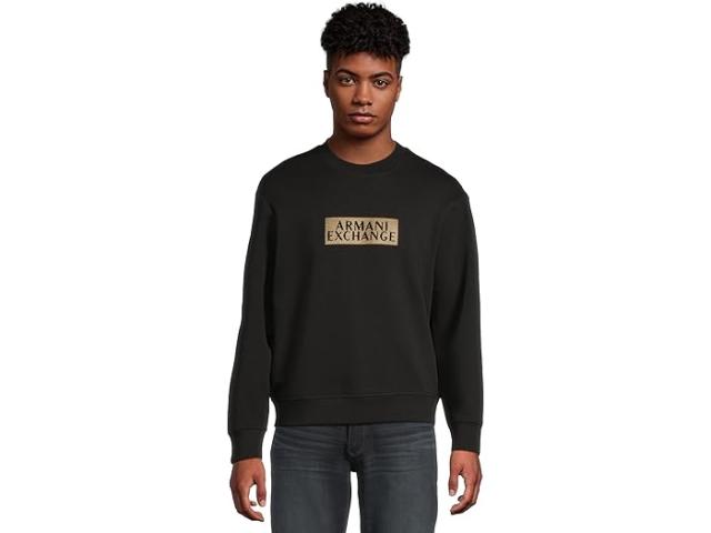 (取寄) アルマーニエクスチェンジ レディース ゴールド ディテール プルオーバー スウェットシャツ Armani Exchange women Gold Detail Pullover Sweatshirt Black Diagonal Gold