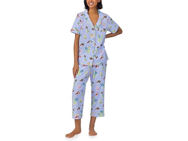(取寄) ベッドヘッドパジャマズ レディース コットン ニット ショート スリーブ クロップド Pj セット Bedhead PJs women Cotton Knit Short Sleeve Cropped PJ Set  Life