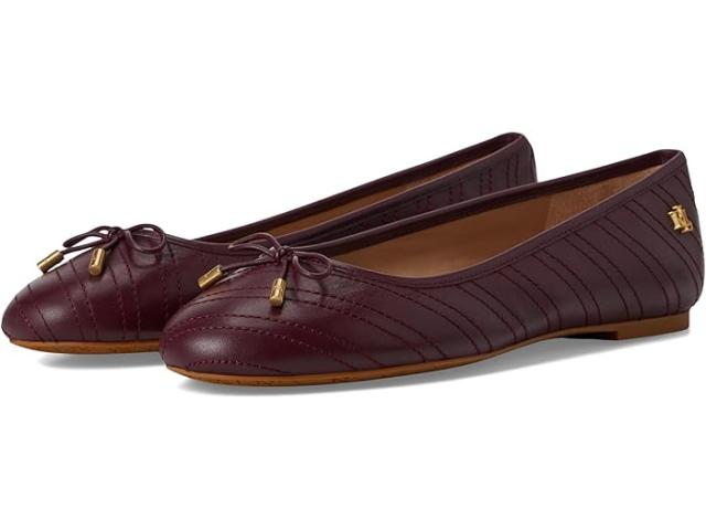 (取寄) ローレン ラルフローレン レディース ジェイナ ステッチド レザー フラッツ LAUREN Ralph Lauren women LAUREN Ralph Lauren Jayna Stitched Leather Flat Pinot Noir/Pinot Noirの通販は