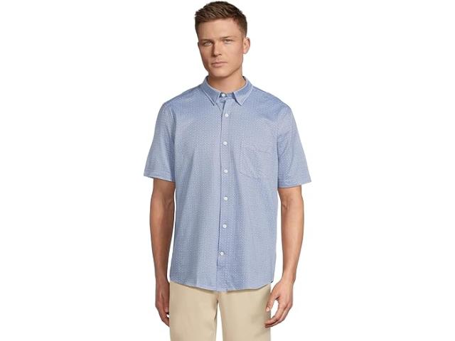 (取寄) ジョンストン&マーフィー メンズ ショート スリーブ XC フレックス バーズアイ ゲオ プリント ボタン フロント シャツ Johnston & Murphy men Short Sleeve XC Flex Birdseye Geo Print Button Front Shirt Navy